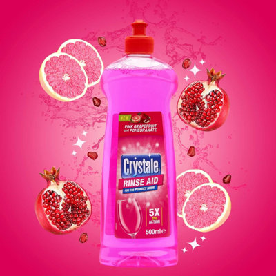 Crystale Dishwasher Rinse Aid - Pink Grapefruit 500ml (Pack of 12)