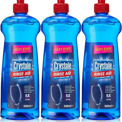 Crystale Total Action Dishwasher Rinse Aid - Streak Free Formula - 500ml (Pack of 3)