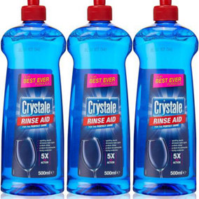 Crystale Total Action Dishwasher Rinse Aid - Streak Free Formula - 500ml (Pack of 3)