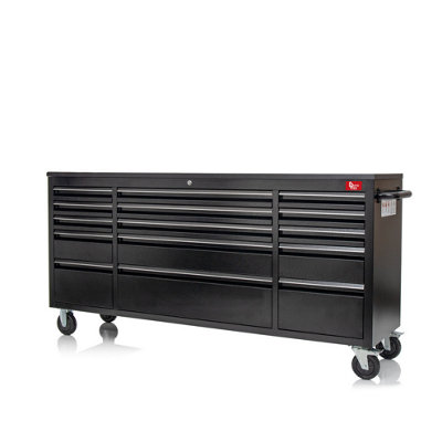 Crytec 72 Inch Black Stainless Steel 15 Drawer Work Bench Tool Box Chest Cabinet