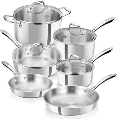 CS KOCH SYSTEME 10-Piece Professional Tri-Ply Stainless Steel Cookware ...