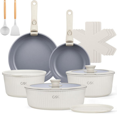 CS KOCH SYSTEME 17-Piece Ceramic Non-Stick Cookware Set with Detachable ...