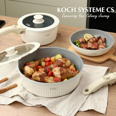 CS KOCH SYSTEME 17-Piece Ceramic Non-Stick Cookware Set with Detachable ...