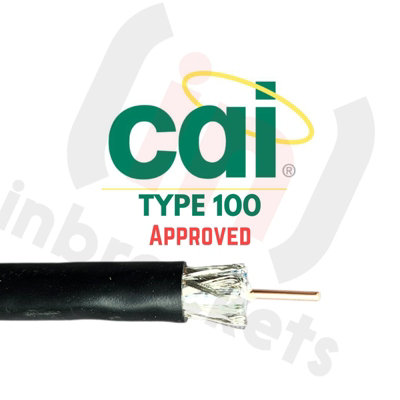 CT100 Satellite Digital TV Aerial Coax Cable Coaxial type 100 CAI Approved UK Black 25 Metres 2 Clips Per Metre