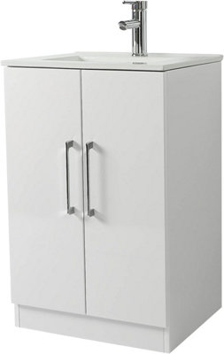CUAWI 500 mm Cloakroom Floor Standing Vanity Unit with Basin Tap & Waste
