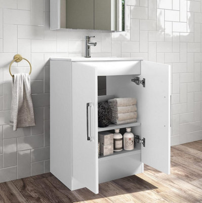 CUAWI 500 mm Cloakroom Floor Standing Vanity Unit with Basin Tap & Waste