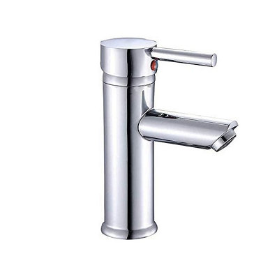 CUAWI Waterfall Spout Bathroom Sink Faucet Chrome Polish Single Handle Hot & Cold Tall Bathroom Tap