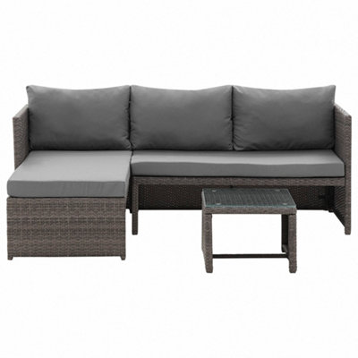 Alexandria rattan 3 seater corner garden sofa set store in grey