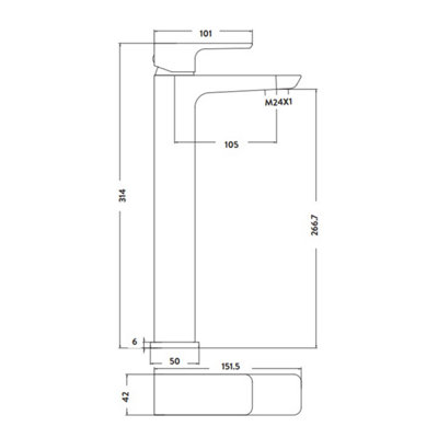 Cube Brushed Brass Tall Basin Mixer Tap