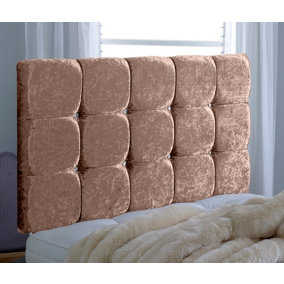 Cube Crushed Velvet 3ft Single 20" Headboard - Champagne