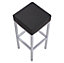 Cube Single Kitchen Bar Stool, Fixed Satin Varnish Legs And Footrest, Extra Padded Seat, Breakfast Bar & Home Barstool, Black