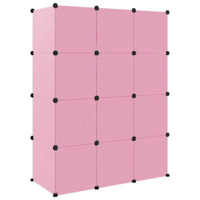 Cube Storage Cabinet for Kids with 12 Cubes Pink PP - 5