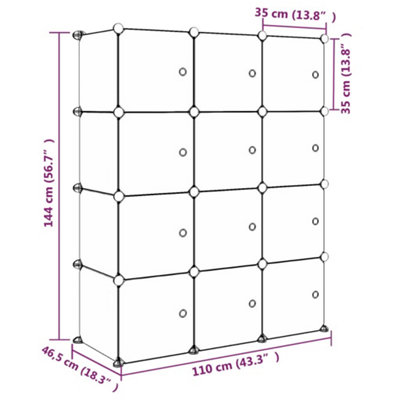 Cube Storage Cabinet for Kids with 12 Cubes Pink PP - 8