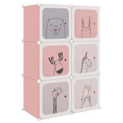 Cube Storage Cabinet for Kids with 6 Cubes Pink PP