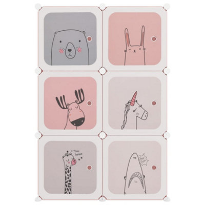 Cube Storage Cabinet for Kids with 6 Cubes Pink PP - 3