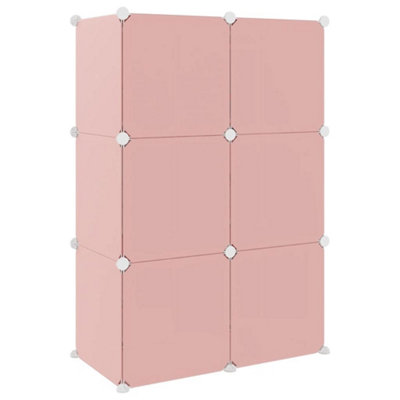 Cube Storage Cabinet for Kids with 6 Cubes Pink PP - 5