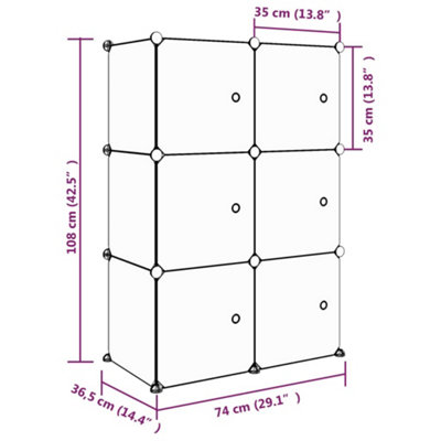 Cube Storage Cabinet for Kids with 6 Cubes Pink PP - 8