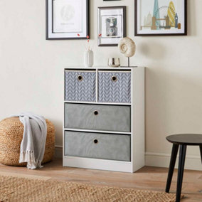 Cube Storage Unit with Chevron Print and Long Grey Drawers
