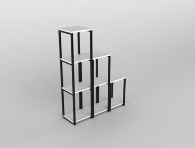 CUBE-W Bookshelf  / Bookcase with metal frame