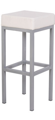 Cube White Faux Leather Fixed Leg Kitchen & Breakfast Bar Stool