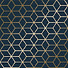 Cubic Shimmer Metallic Wallpaper In Navy Blue And Gold