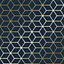 Cubic Shimmer Metallic Wallpaper In Navy Blue And Gold