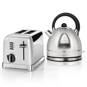 Cuisinart Style Frosted Pearl Traditional Kettle & 2 Sl Toaster Breakfast Set