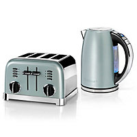 Cuisinart Style Light Pistachio Multi-Temp Kettle & 4 Sl Toaster Breakfast Set