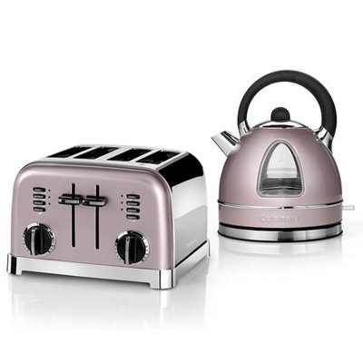 Cuisinart Style Vintage Rose Multi-Temp Kettle & 2 Sl Toaster Breakfast Set