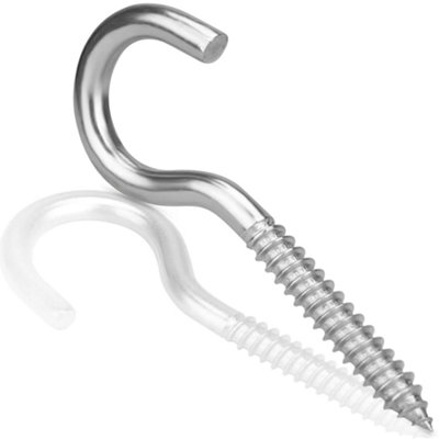 Cup Hooks Screws 65mm x 4.0mm ( Pack of: 10 ) Ceiling Screw In Heavy Duty Wood Thread Steel Zinc Plated DIYUK