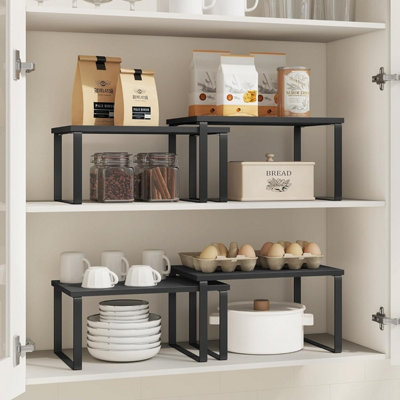 Cupboard Spice Rack Duo, Adjustable Kitchen Shelf Organizer, Stackable ...