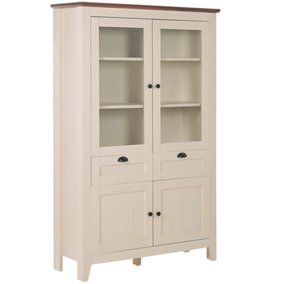Cupboard with Glass Display Cream SEATLLE