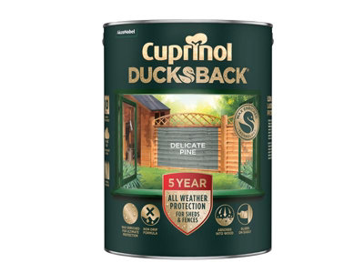 Cuprinol 5701413 Ducksback 5 Year Waterproof for Sheds & Fences Delicate Pine 5L