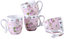 Cups Mugs Set 4 Fine China Shabby Chic Vintage Retro Design in Gift Box 330ML (Rose Pink)