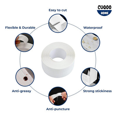 Caulk Tape Self Adhesive, 1 Roll Waterproof Toilet Caulk Strip, Sealer Around Base, Traditional Caulking Replacement For Bathroom, Bathtub, Floor Wall