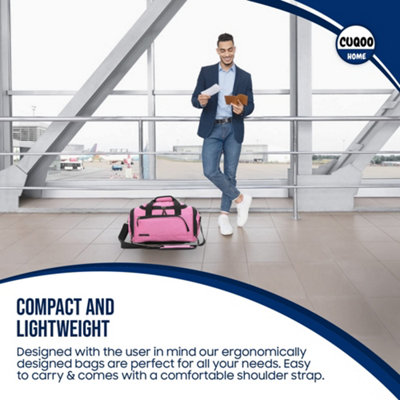 CUQOO 40x20x25cm Ryanair Cabin Bags with Adjustable Shoulder Strap in Pink Perfect Under Seat Airline Hand