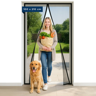 CUQOO Black Magnetic Door Fly Insect Screen Curtain 100cm x 210cm ...