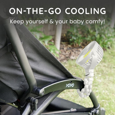 CUQOO Mini Portable Pram Fan White Rechargeable Octopus Fan for ...