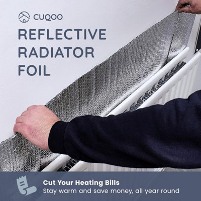 CUQOO Radiator Reflector Foil 5m x 60cm Bubble Wrap Insulation Energy ...