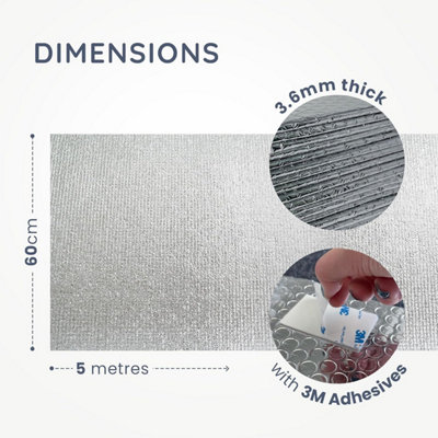 CUQOO Radiator Reflector Foil 5m x 60cm Bubble Wrap Insulation Energy ...