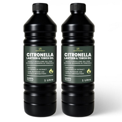 CUQOO Scented Citronella Lantern Torch and Lamp Oil in 1L, Citronella Oil for Garden Burners, 2 Pack