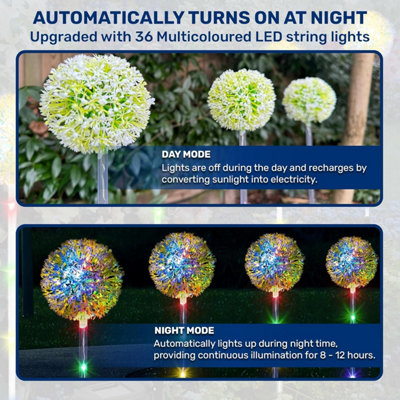 CUQOO Solar Garden Lights 4 Pack Colour Changing Dandelion LED Stake Lights Waterproof Outdoor Decoration for Pathways and Patios