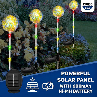 CUQOO Solar Garden Lights 4 Pack Colour Changing Dandelion LED Stake Lights Waterproof Outdoor Decoration for Pathways and Patios