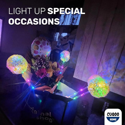 CUQOO Solar Garden Lights 4 Pack Colour Changing Dandelion LED Stake Lights Waterproof Outdoor Decoration for Pathways and Patios