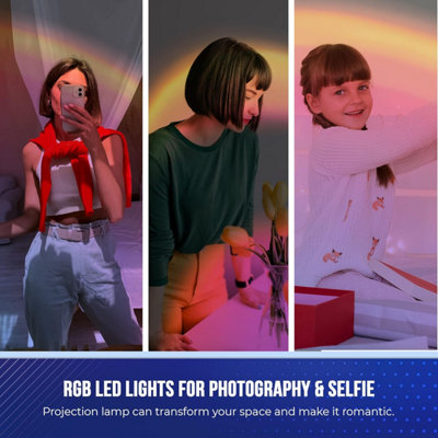 Feelcrag Lampe Coucher De Soleil Veilleuse LED Avec Rotation 360° - Projecteur Sunset Lamp Pour Chambre Et Décoration