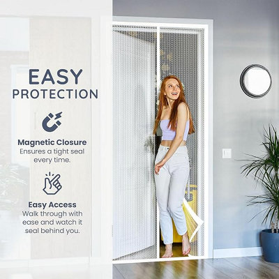 CUQOO White Magnetic Door Fly Insect Screen Curtain 100cm x 210cm ...