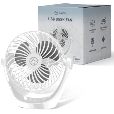 CUQOO White Powerful USB Desk Fan Rotatable Mini Fan with 3 Speed ...