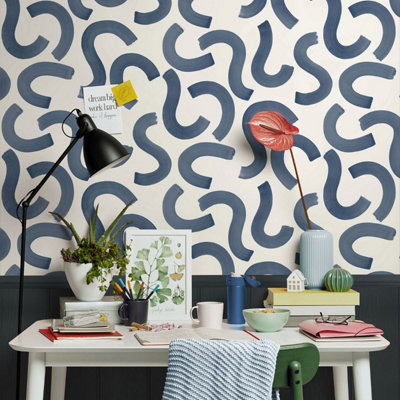 Curly Confetti Wallpaper Navy Holden 14112