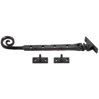 Curly Tail Casement Stays in Black - 245x15x6mm for Enhanced Window Support - Window Peg Bar