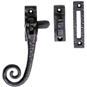 Curly tail Casement Window Fastener 124 x 80mm Black Antique Window Fitting